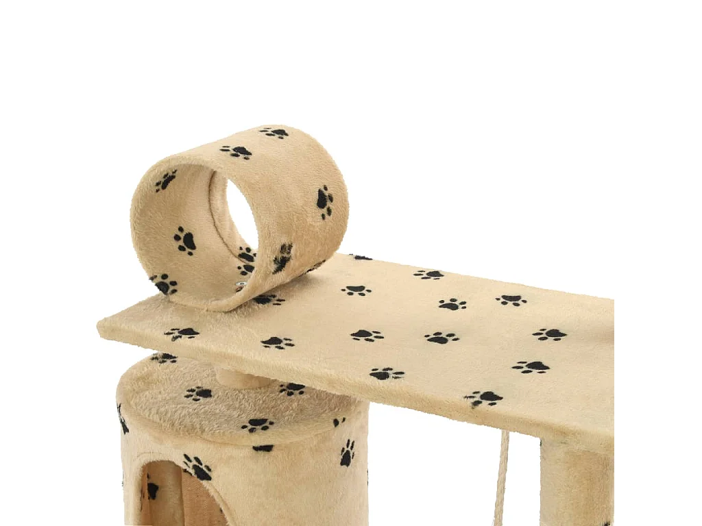 Serkan  Arbre à chat avec griffoir en sisal 140cm Beige Motif de pattes