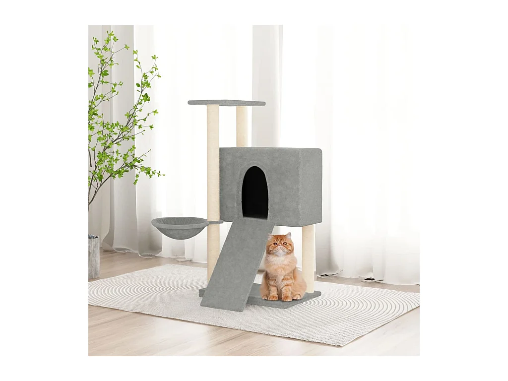 Tugba  Arbre à chat avec griffoirs en sisal Gris clair 96 cm