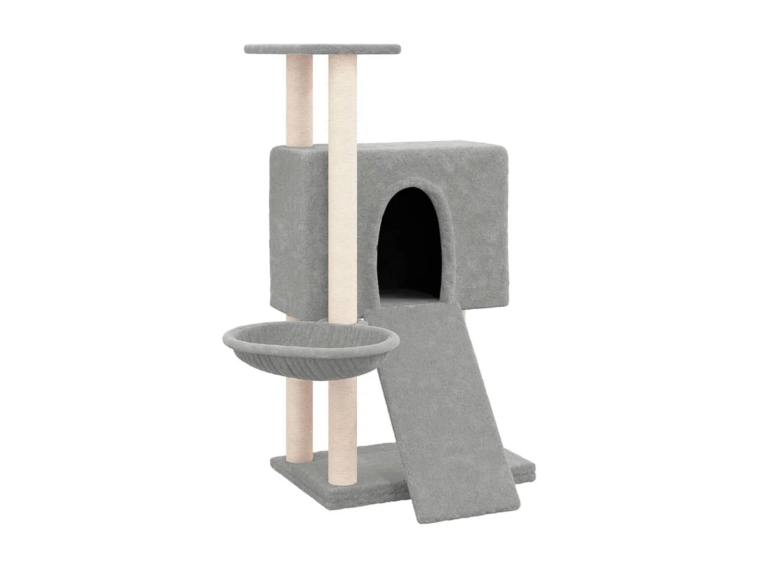 Tugba  Arbre à chat avec griffoirs en sisal Gris clair 96 cm