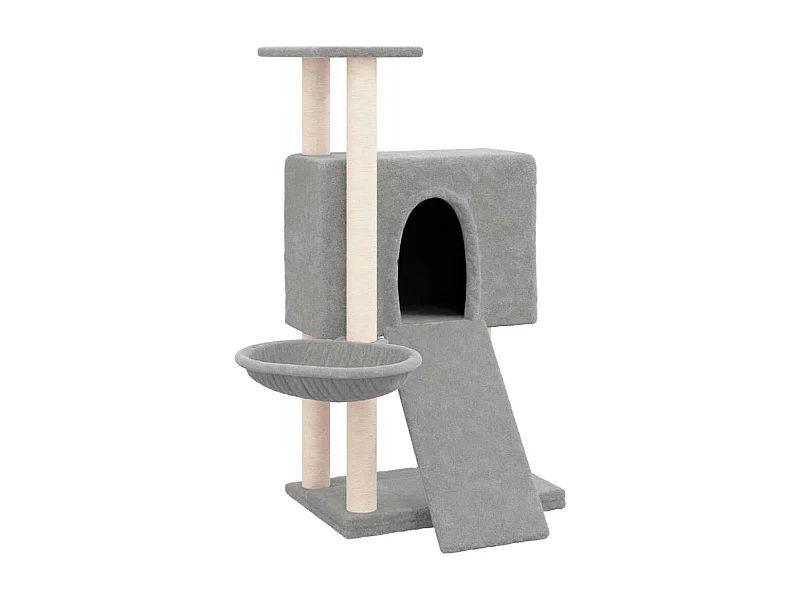 Tugba  Arbre à chat avec griffoirs en sisal Gris clair 96 cm