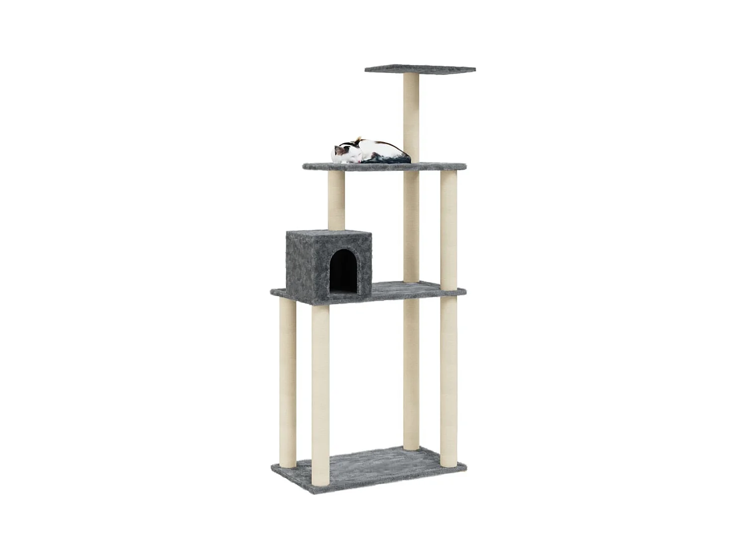 Fadir  Rascador para gatos con postes de sisal gris oscuro 147 cm