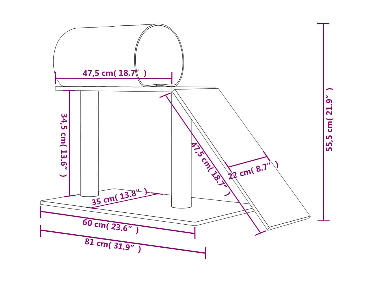 Prolenta Premium -  Arbres à chat avec tunnel et échelle gris clair 55,5 cm