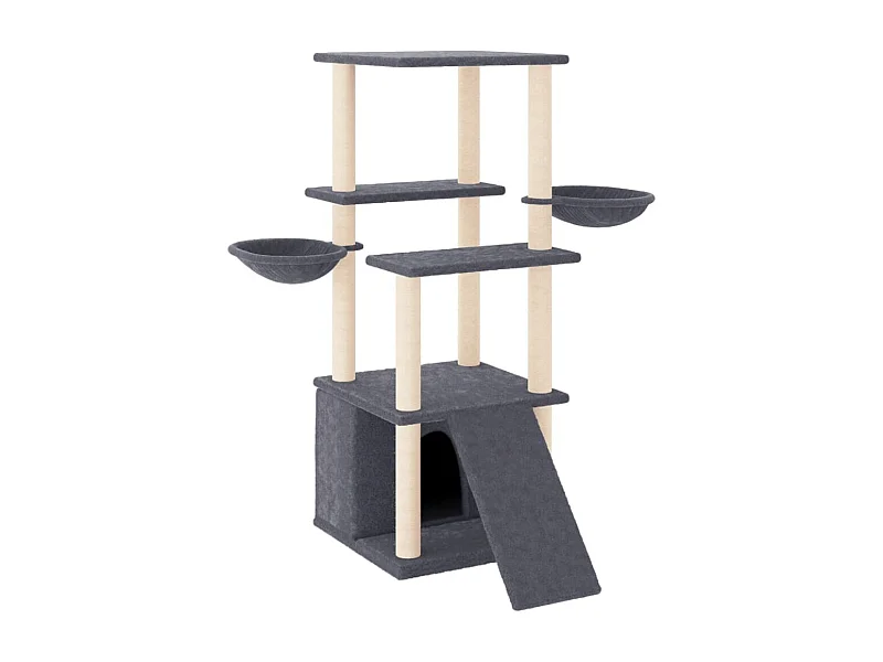 Caithlyn  Kattenmeubel met sisal krabpalen 133 cm donkergrijs