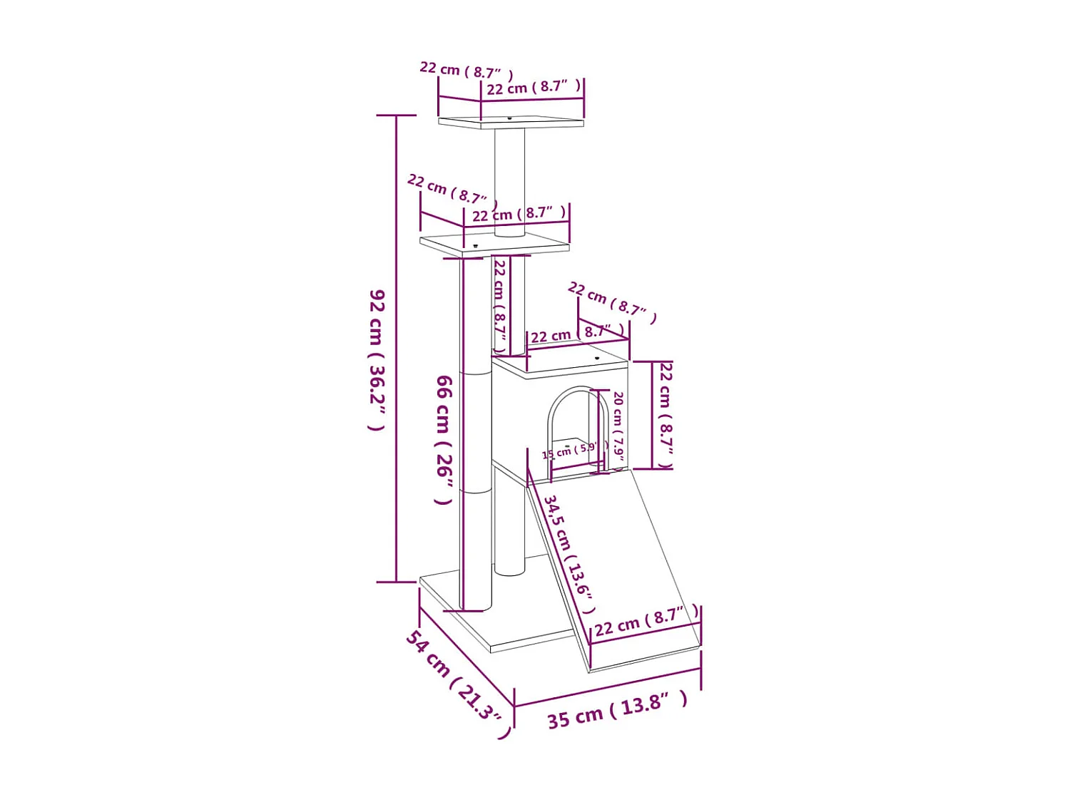 Dragør  Arbre à chat avec griffoirs en sisal Gris foncé 92 cm