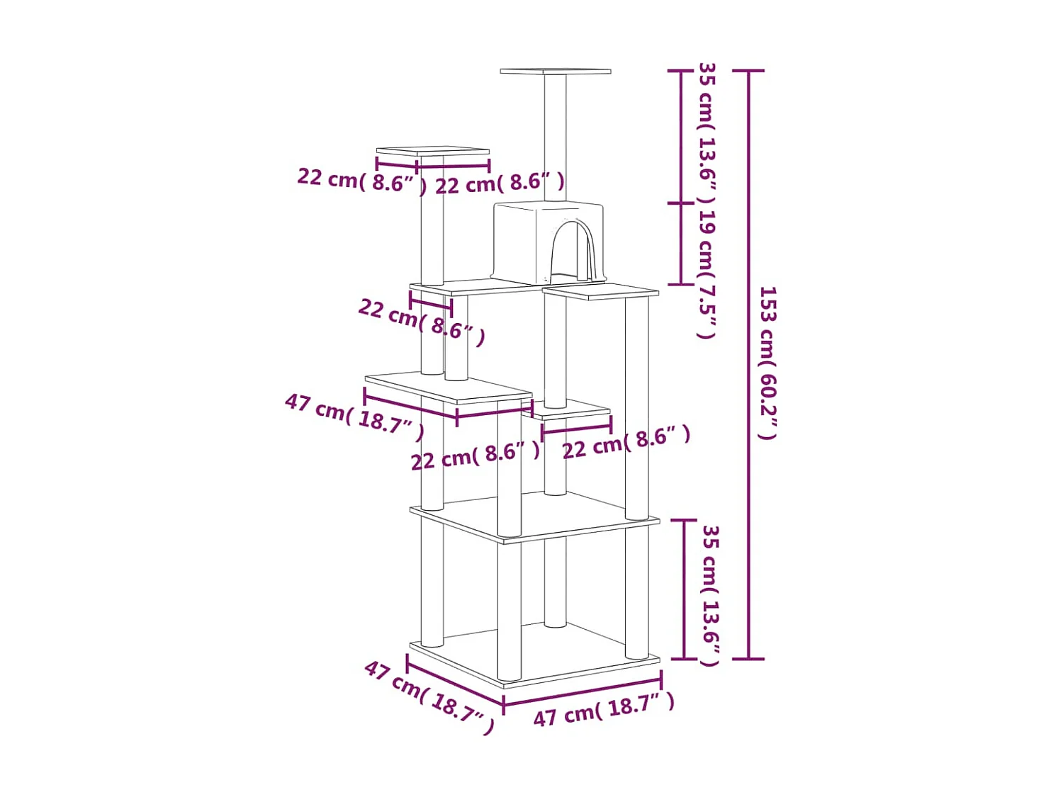 Burchard  Arbre à chat avec griffoirs en sisal Crème 153 cm