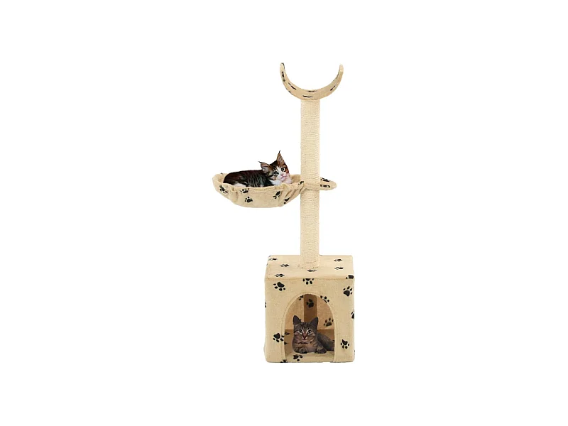 Elvren  Arbre à chat et griffoirs en sisal 105 cm Beige Motif de pattes