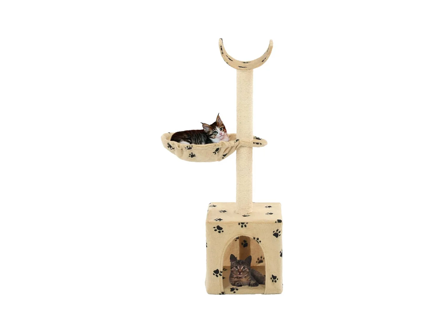 Elvren  Arbre à chat et griffoirs en sisal 105 cm Beige Motif de pattes