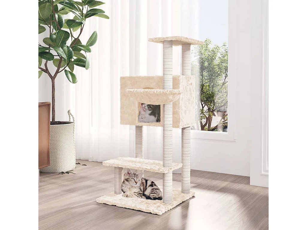 Rødhild  Arbre à chat avec griffoirs en sisal Crème 108,5 cm