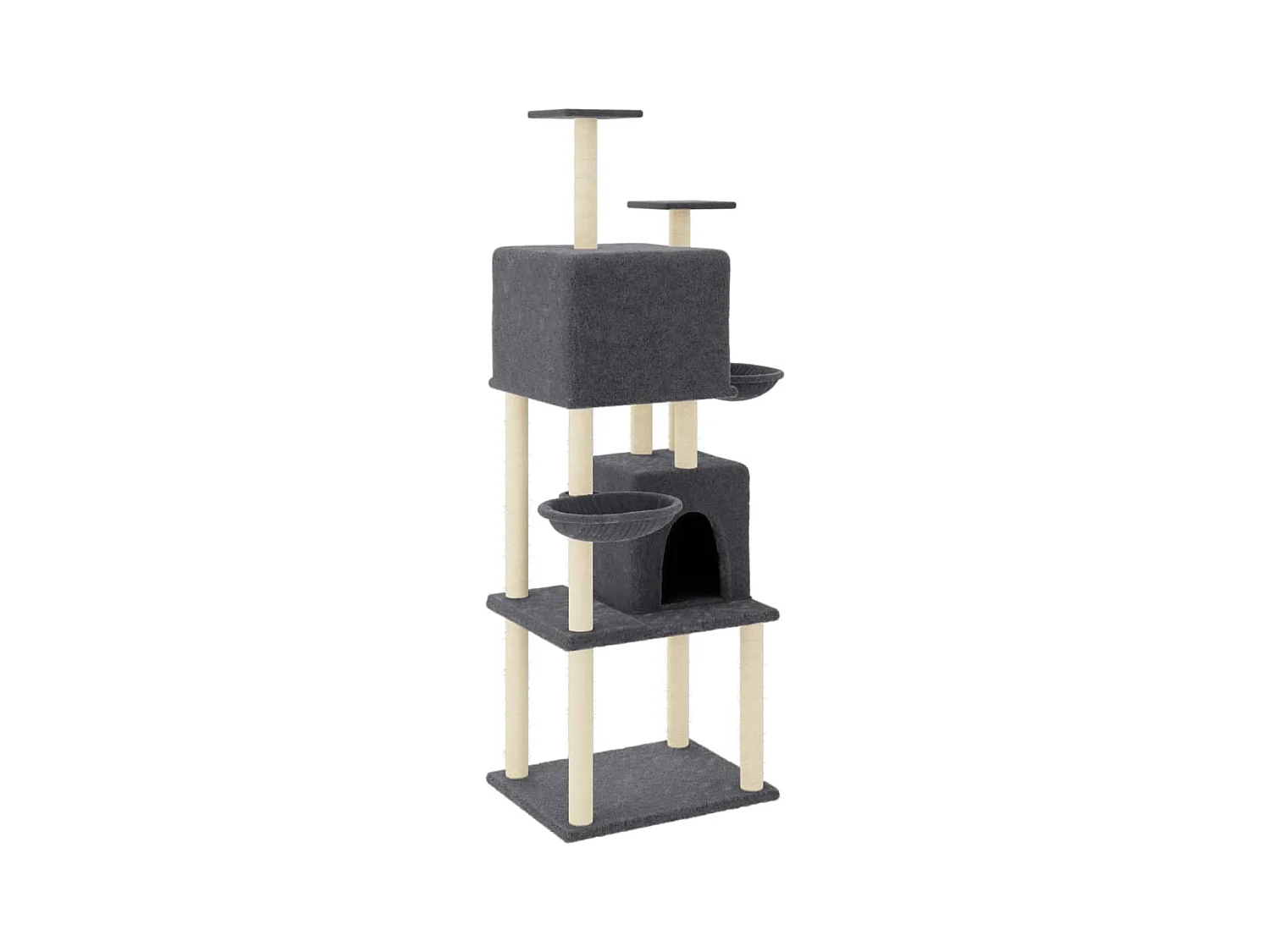 Wibo  Rascador para gatos con postes de sisal gris oscuro 180 cm