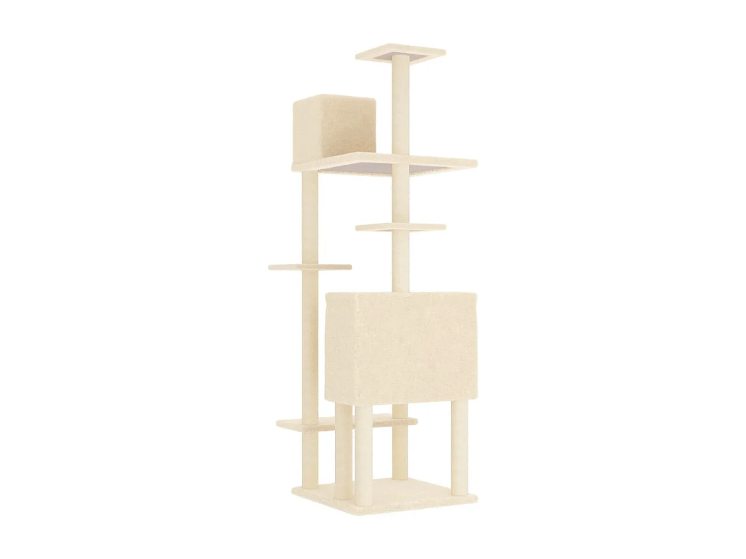 Wundir  Arbre à chat avec griffoirs en sisal Crème 154 cm