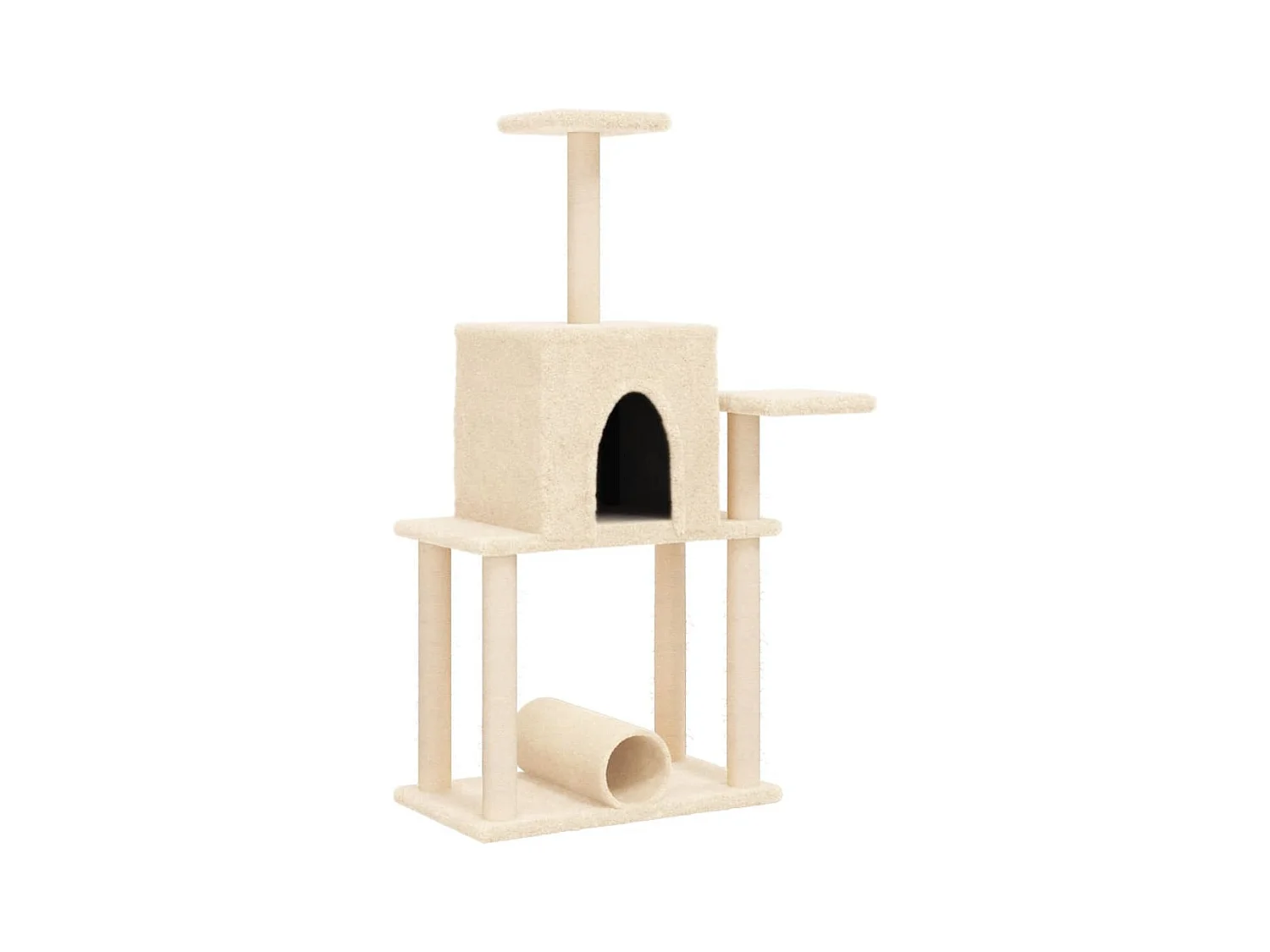 Gokberk  Arbre à chat avec griffoirs en sisal crème 122 cm