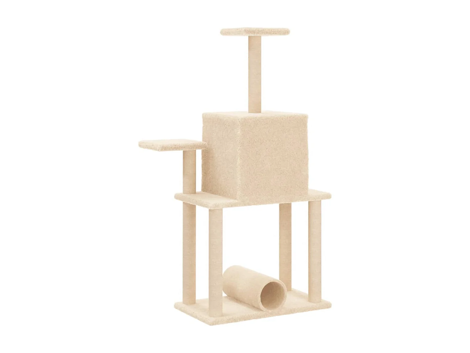 Gokberk  Arbre à chat avec griffoirs en sisal crème 122 cm