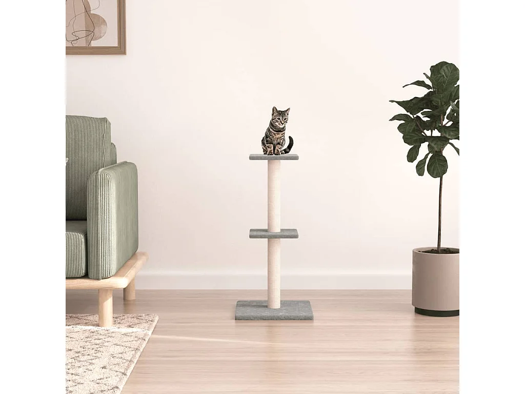 Garrit  Arbre à chat avec griffoirs en sisal gris clair 73 cm