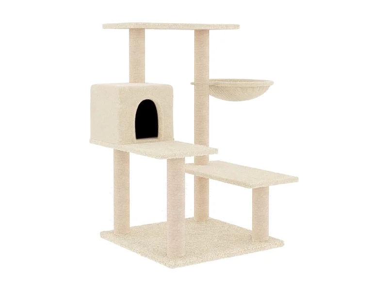 Terrence  Rascador para gatos con postes de sisal color crema 82,5 cm