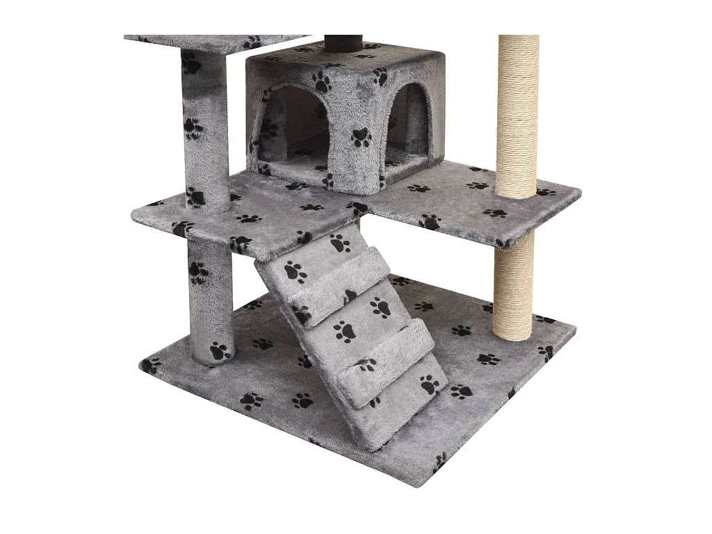 Bellmead  Arbre à chat et griffoir Sisal 125 cm Empreintes de pattes Gris