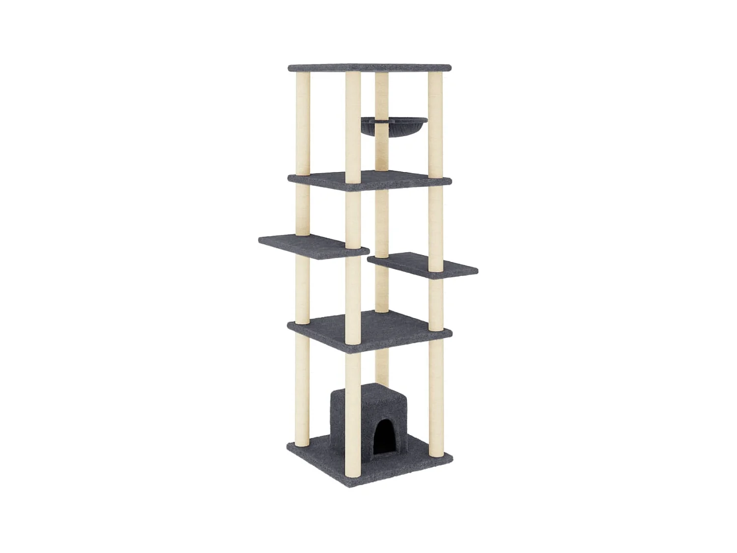 Gryvin  Arbre à chat avec griffoirs en sisal Gris foncé 154 cm