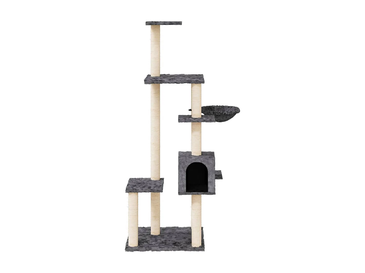Henderson  Arbre à chat avec griffoirs en sisal Gris foncé 142 cm