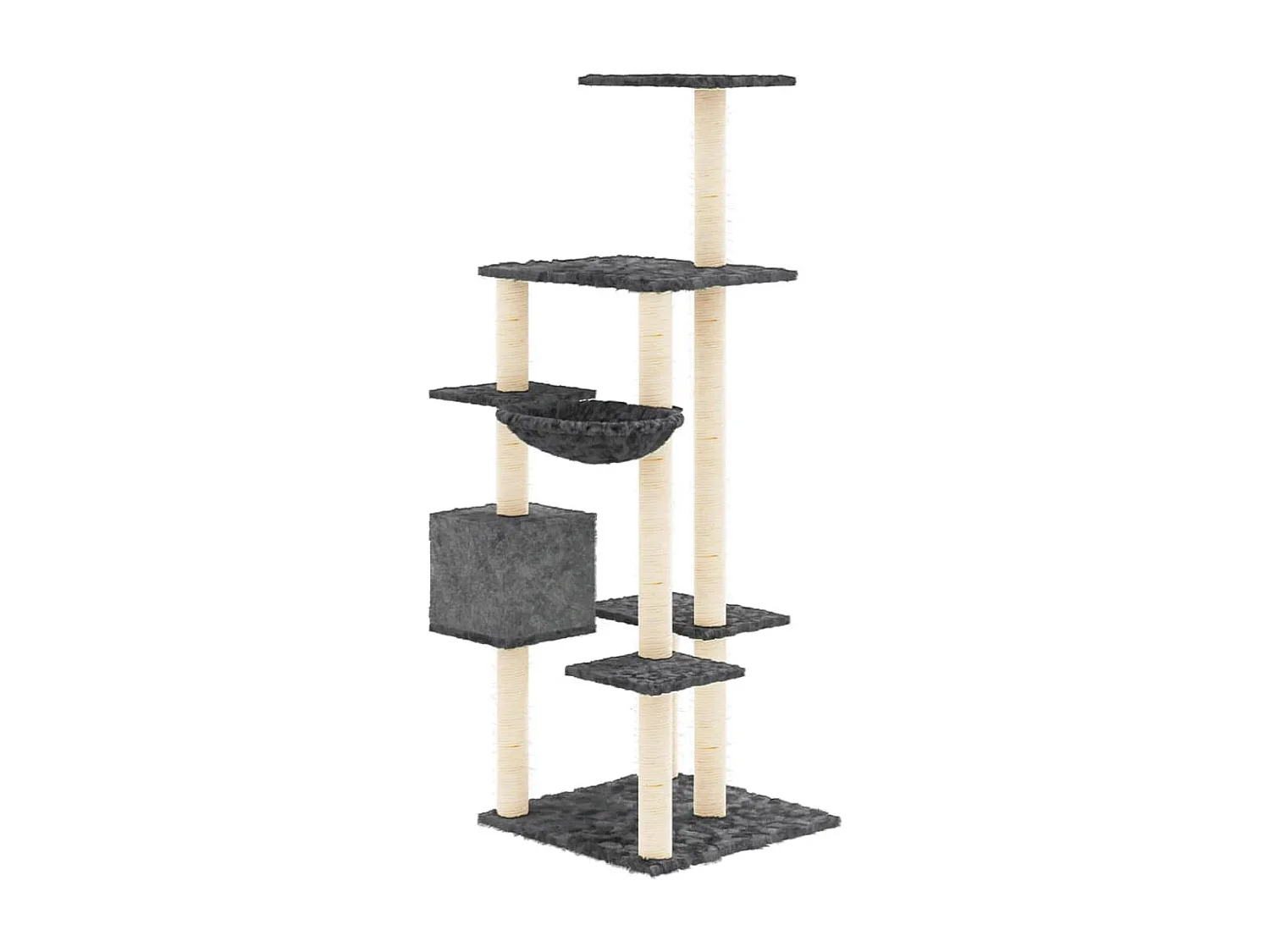 Henderson  Arbre à chat avec griffoirs en sisal Gris foncé 142 cm