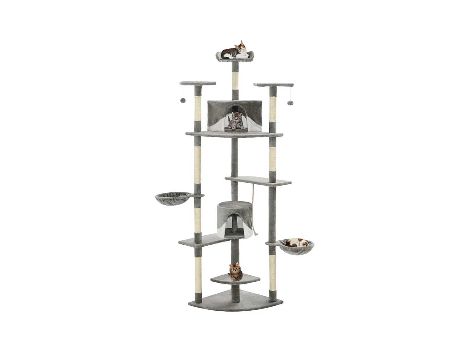 Junction City  Arbre à chat avec griffoirs en sisal 203 cm Gris et Blanc