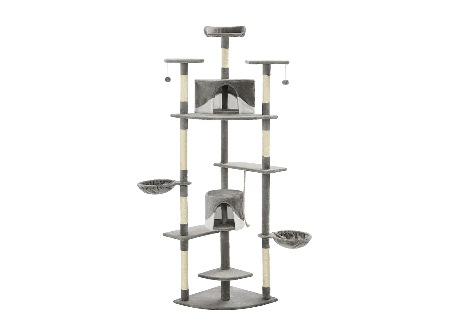 Junction City  Arbre à chat avec griffoirs en sisal 203 cm Gris et Blanc