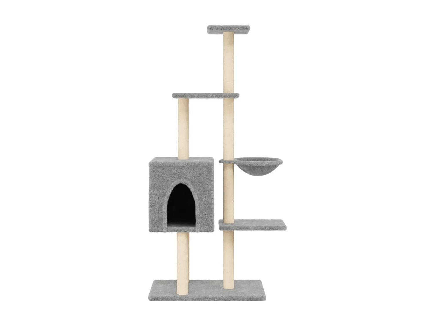 Broughton  Arbre à chat avec griffoirs en sisal Gris clair 145 cm