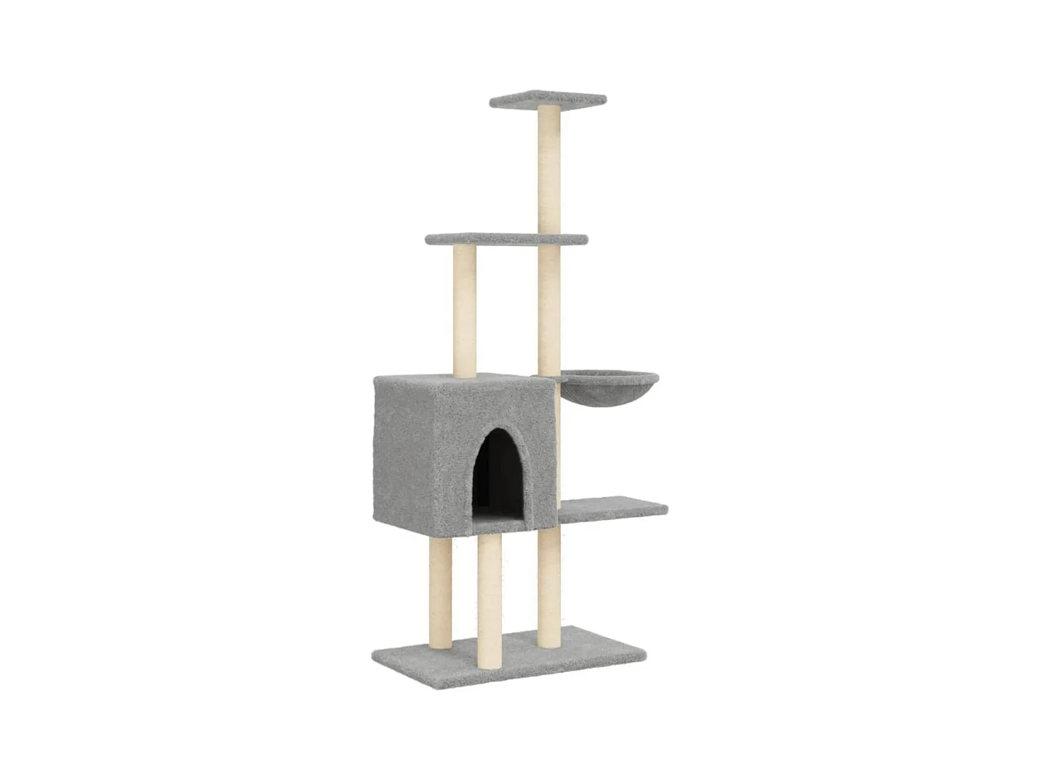Broughton  Rascador para gatos con postes de sisal gris claro 145 cm