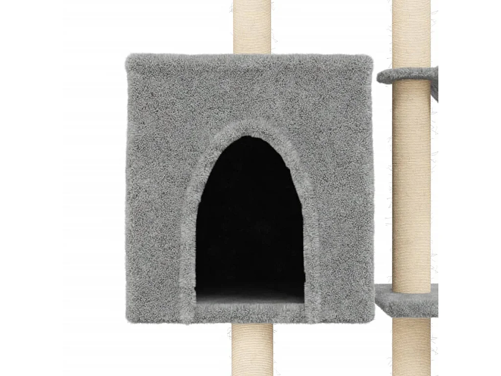 Broughton  Arbre à chat avec griffoirs en sisal Gris clair 145 cm