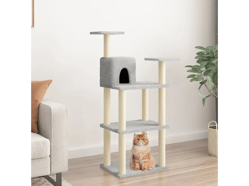 Lofra  Arbre à chat avec griffoirs en sisal gris clair 118,5 cm