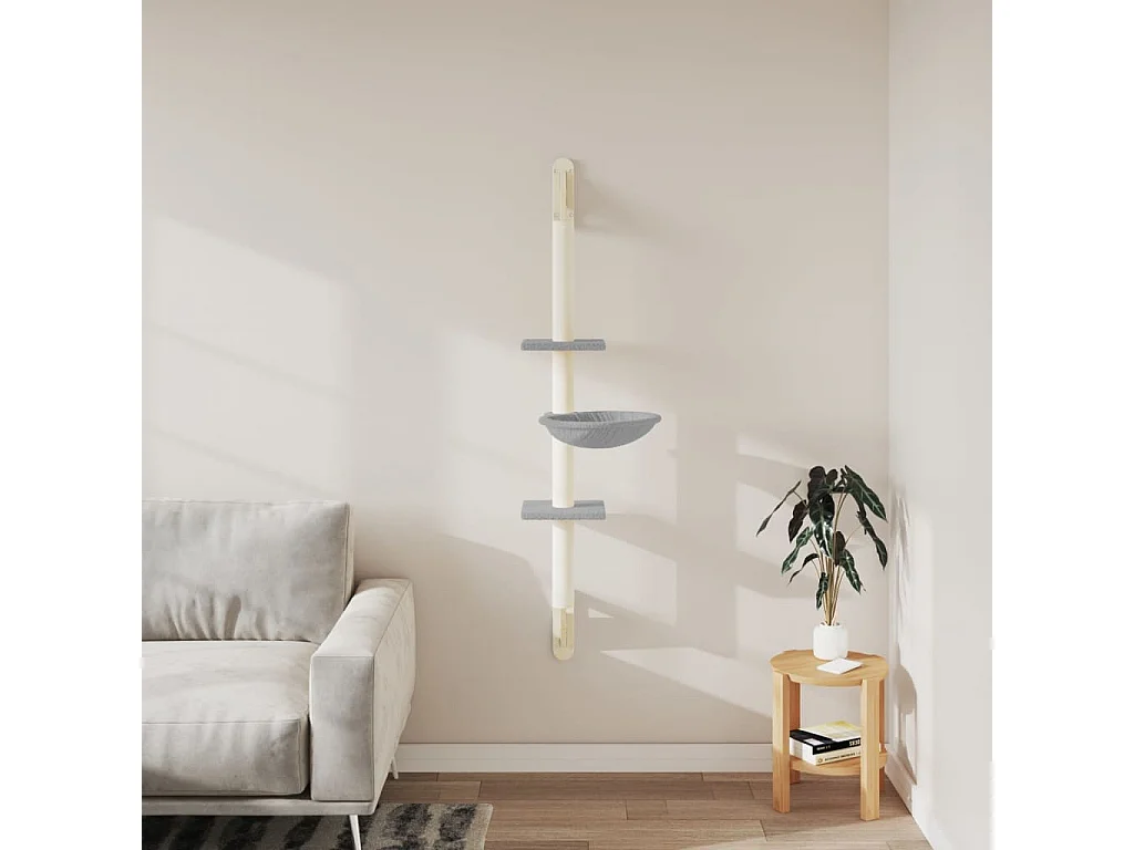 Prolenta Premium -  Kattenmeubel wandgemonteerd met krabpaal 142,5 cm lichtgrijs