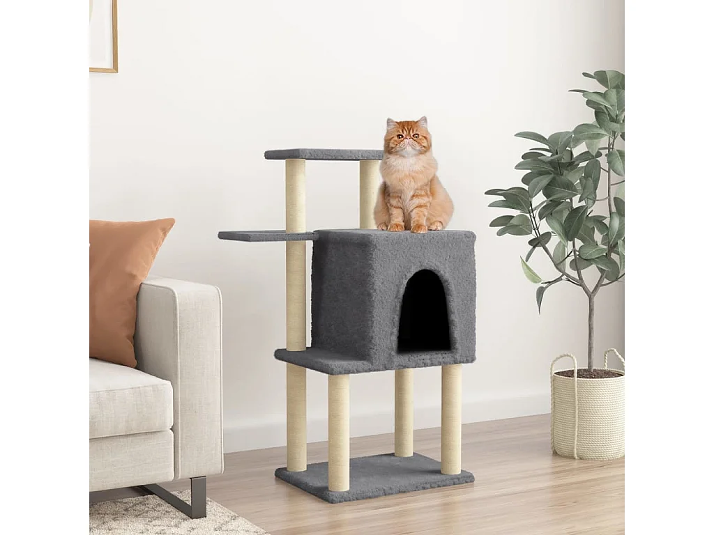 Yngvill  Arbre à chat avec griffoirs en sisal gris foncé 97 cm