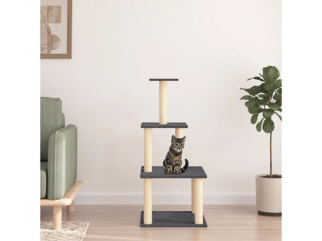 Luke  Arbre à chat avec griffoirs en sisal gris foncé 111 cm