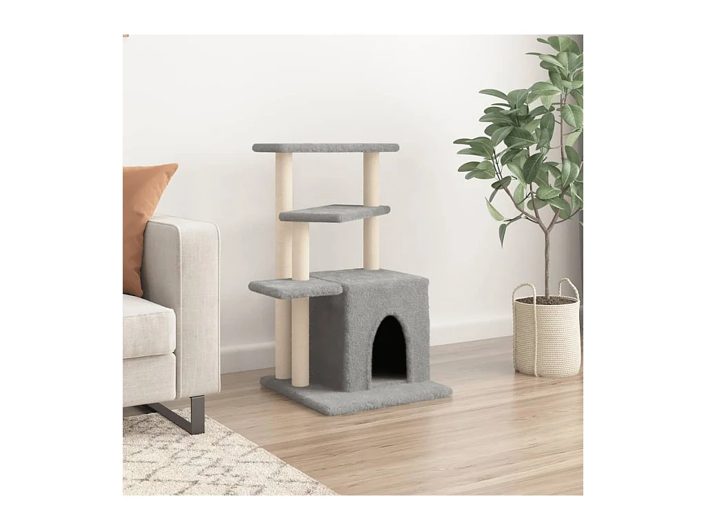 Leeuwarden  Arbre à chat avec griffoirs en sisal gris clair 83,5 cm
