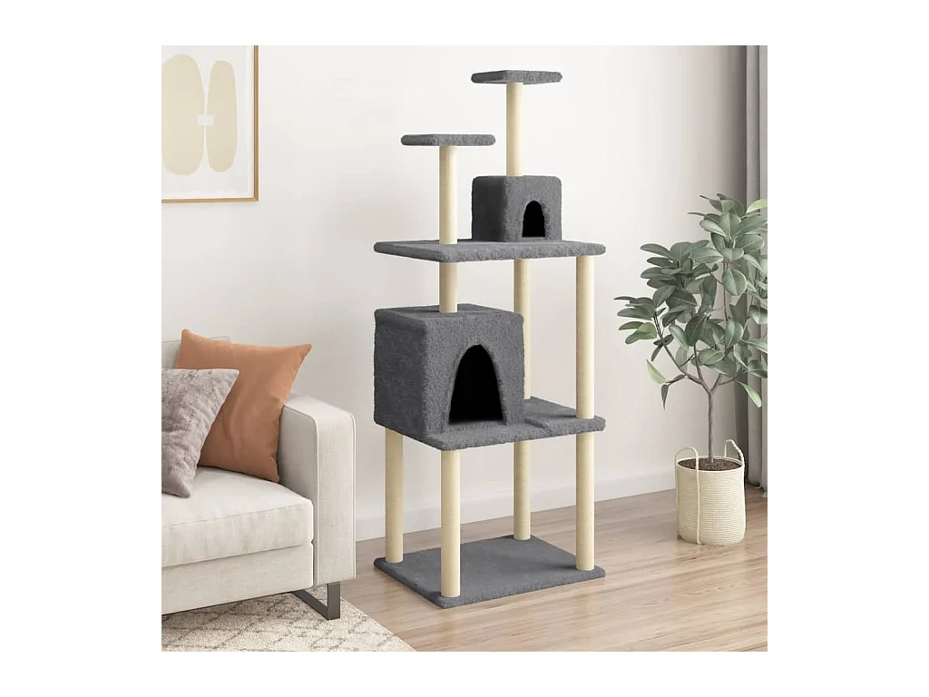 Bekk  Arbre à chat avec griffoirs en sisal Gris foncé 167 cm
