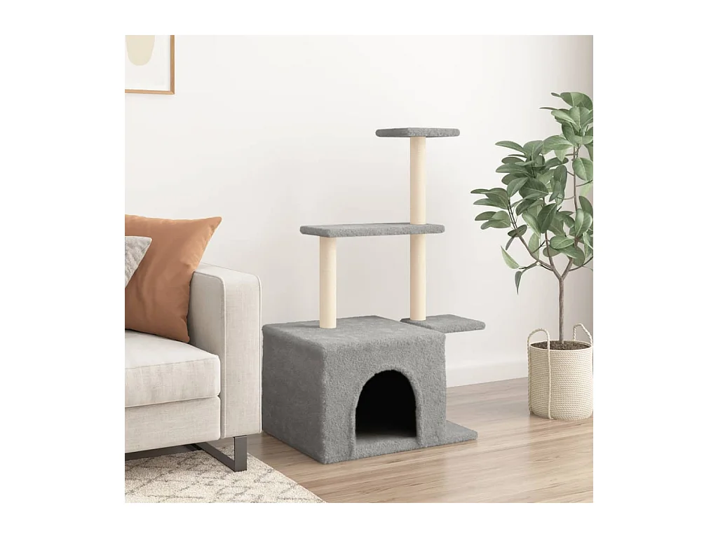 Skyler  Arbre à chat avec griffoirs en sisal gris clair 110 cm