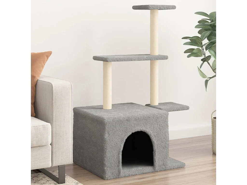 Skyler  Arbre à chat avec griffoirs en sisal gris clair 110 cm
