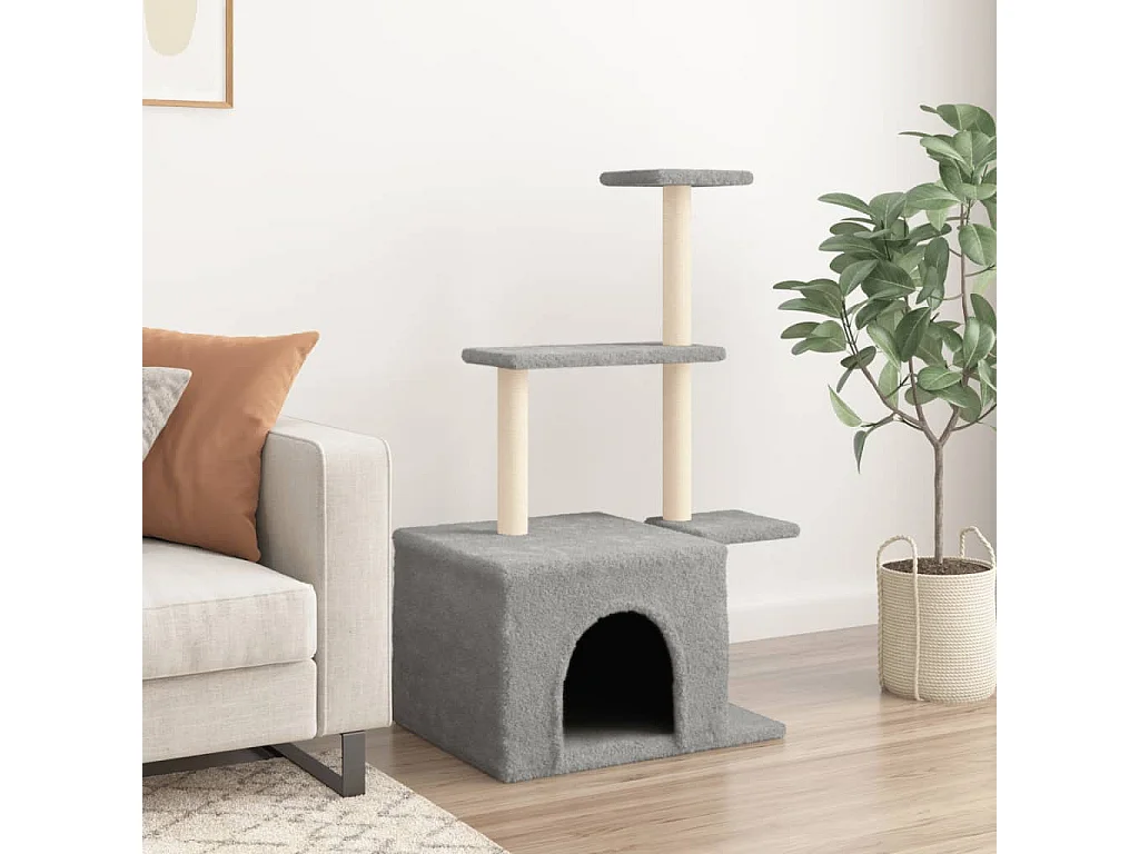 Skyler  Arbre à chat avec griffoirs en sisal gris clair 110 cm