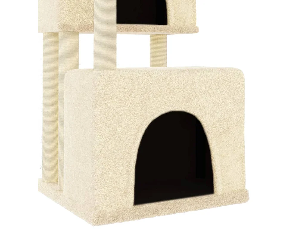 Loke  Arbre à chat avec griffoirs en sisal crème 122 cm