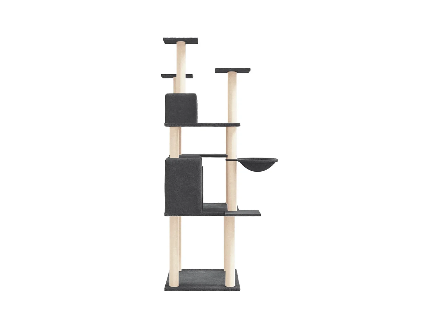 Sindar  Arbre à chat avec griffoirs en sisal Gris foncé 166 cm