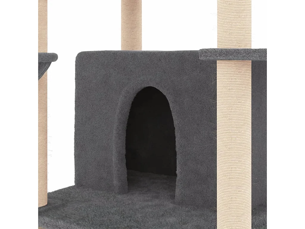 Sindar  Arbre à chat avec griffoirs en sisal Gris foncé 166 cm