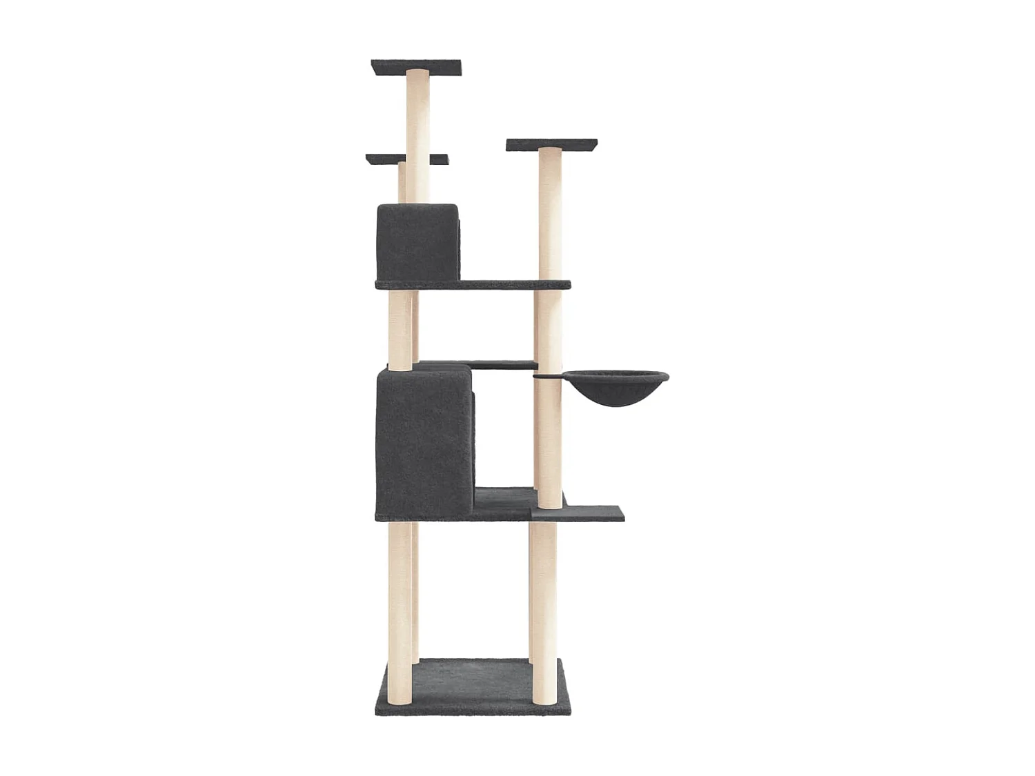 Sindar  Rascador para gatos con postes de sisal gris oscuro 166 cm