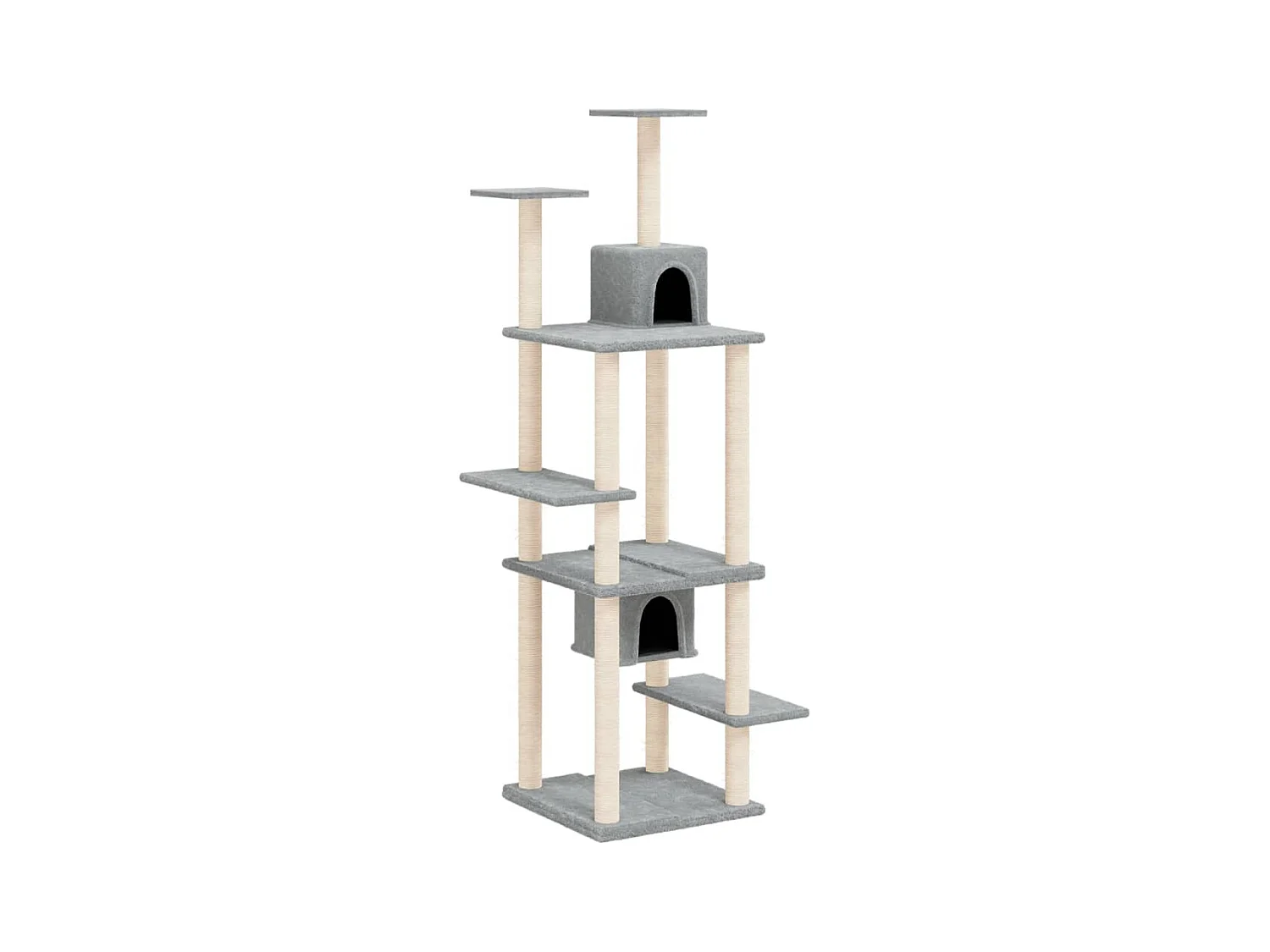 Gudland  Arbre à chat avec griffoirs en sisal Gris clair 176 cm