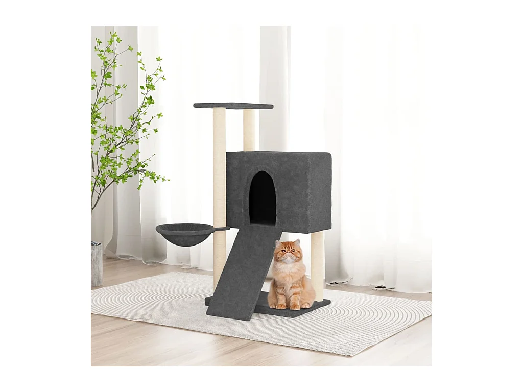 Tugba  Arbre à chat avec griffoirs en sisal Gris foncé 96 cm