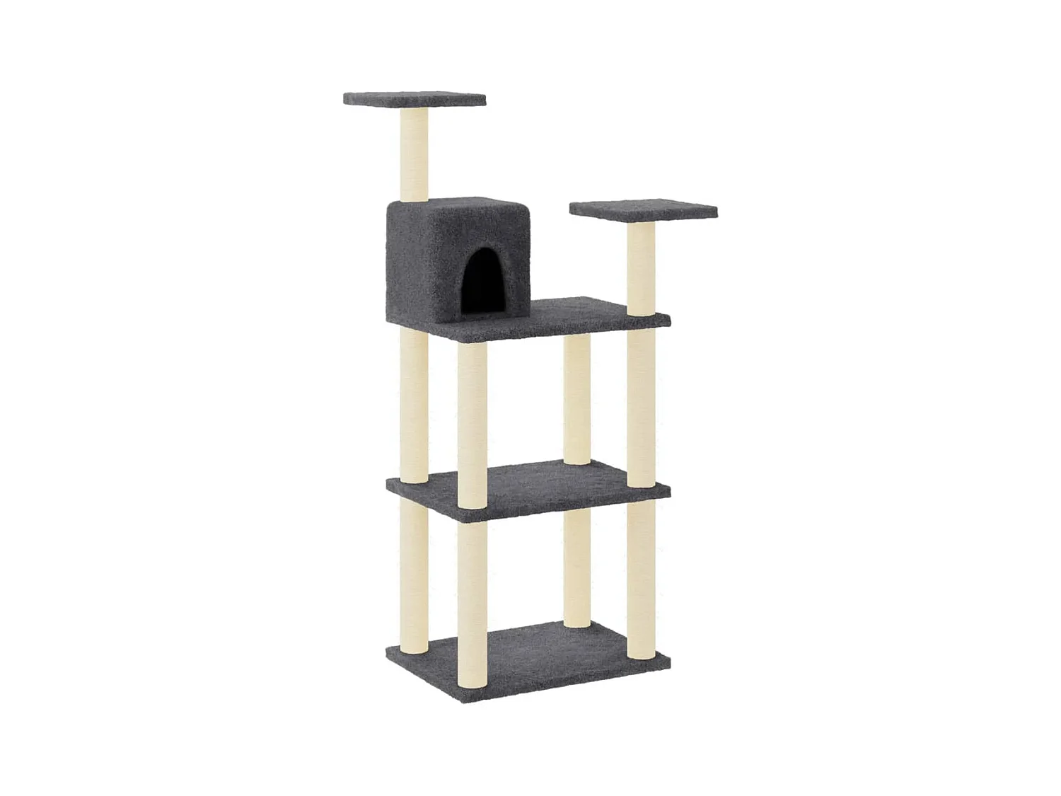 Lofra  Rascador para gatos con postes de sisal gris oscuro 118,5 cm