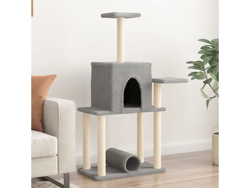 Gokberk  Arbre à chat avec griffoirs en sisal gris clair 122 cm