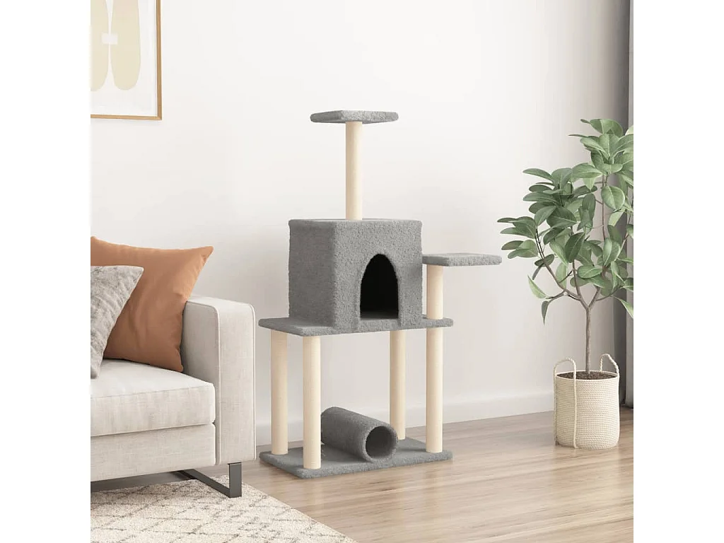 Gokberk  Arbre à chat avec griffoirs en sisal gris clair 122 cm