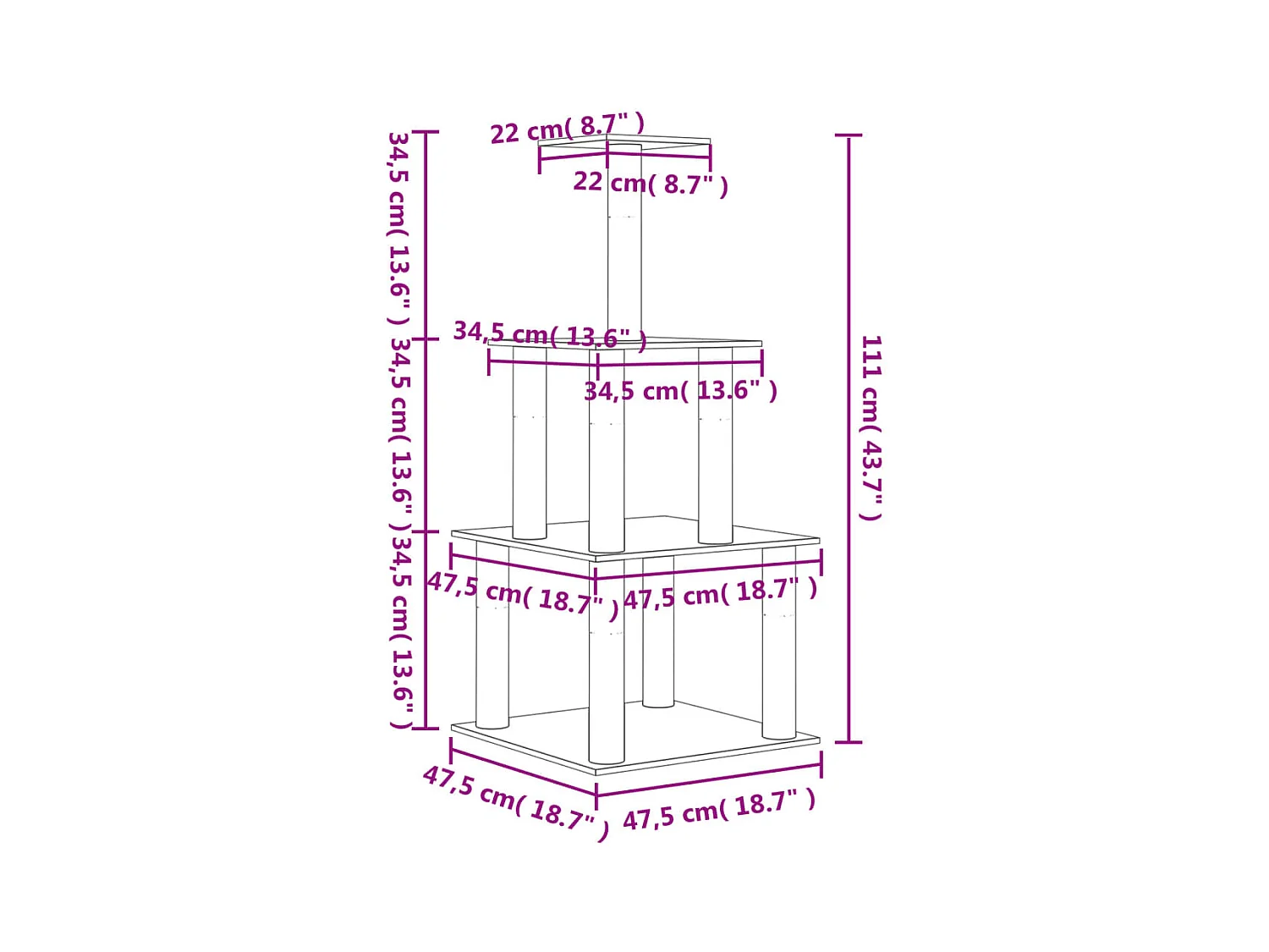 Luke  Arbre à chat avec griffoirs en sisal crème 111 cm
