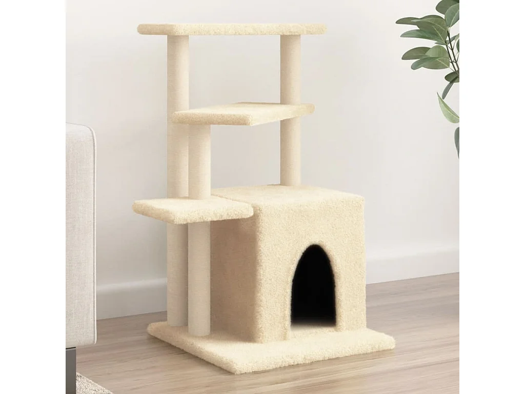 Leeuwarden  Arbre à chat avec griffoirs en sisal crème 83,5 cm