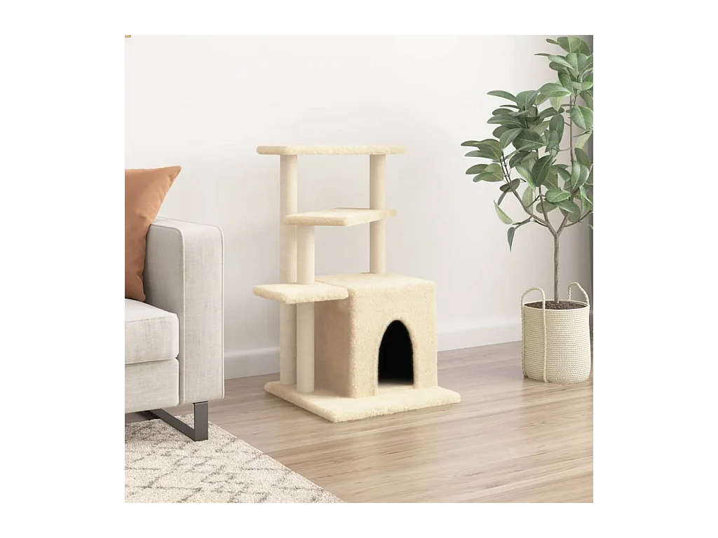 Leeuwarden  Arbre à chat avec griffoirs en sisal crème 83,5 cm