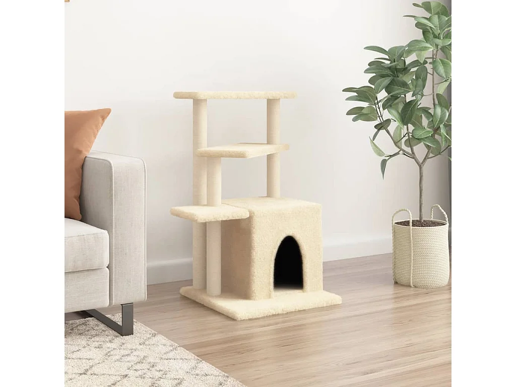Leeuwarden  Arbre à chat avec griffoirs en sisal crème 83,5 cm