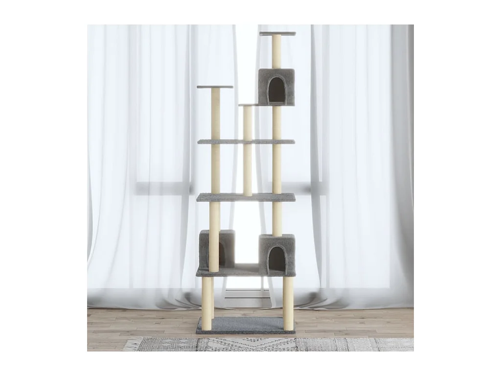 Cerindra  Arbre à chat avec griffoirs en sisal Gris clair 188 cm